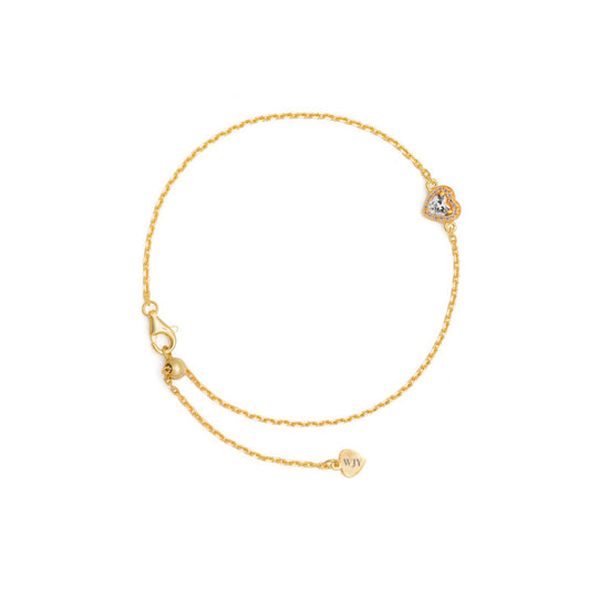 Birthstones  Diamond Love Heart Zipper Gold Plated  Bracelet Anklet