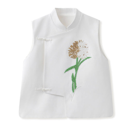 White Floral Vest